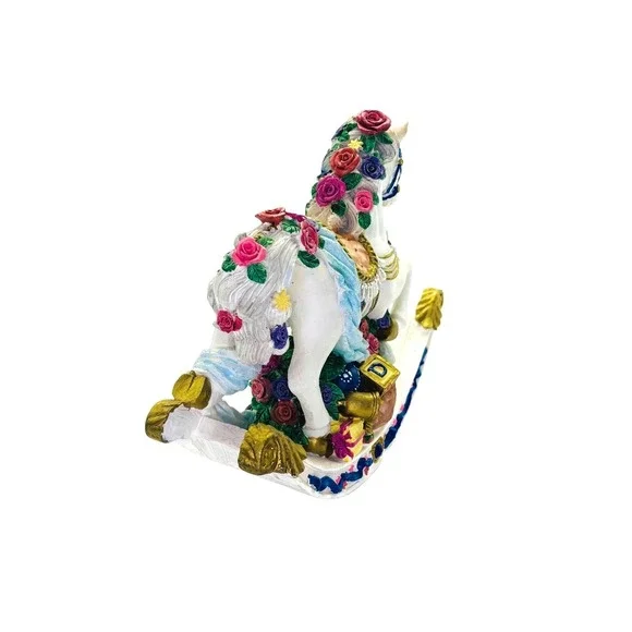 Vintage World Bazaars Inc. Rose‎ Covered Musical Rocking Horse Elegant - Picture 13 of 16